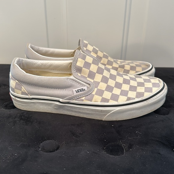VANS Checkerboard Gray Dawn & True White Womens Slip-On Shoes - Picture 9 of 11